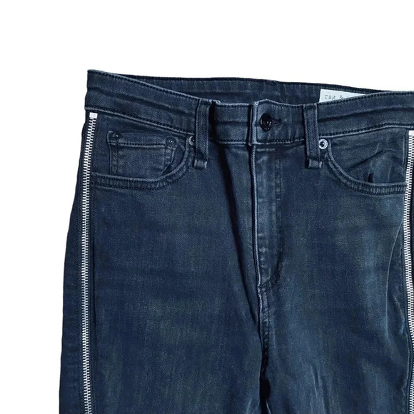 rag & bone Nina High-Rise Skinny Jeans 25 Charcoal Black Carlton Wash Zipper Hem - Picture 5 of 14